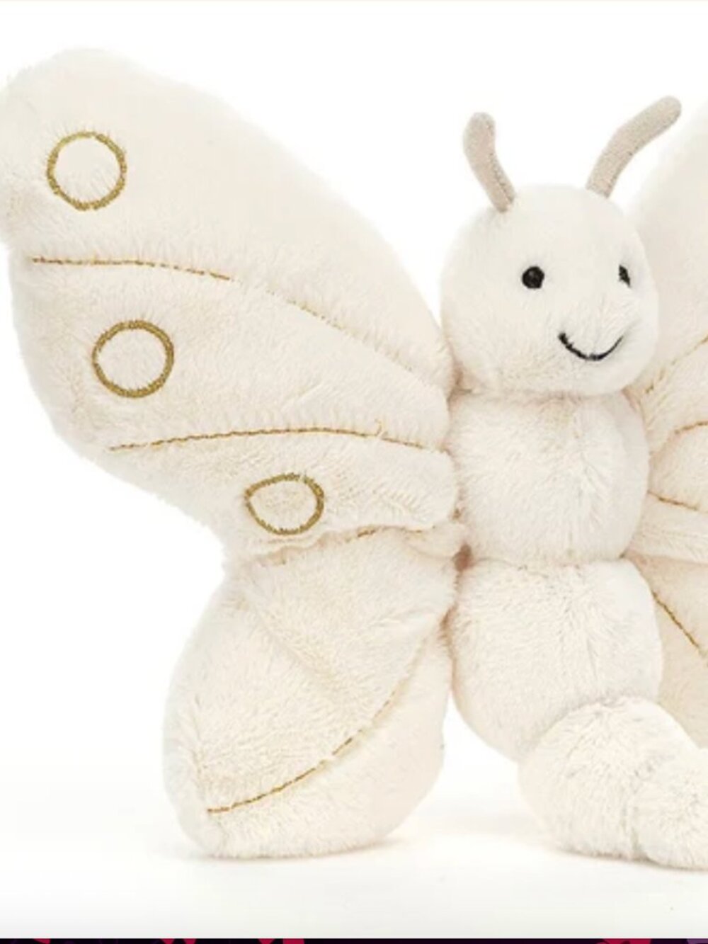 Jellycat Glistening Winter Butterfly Small Holiday Plush Ivory White Cream